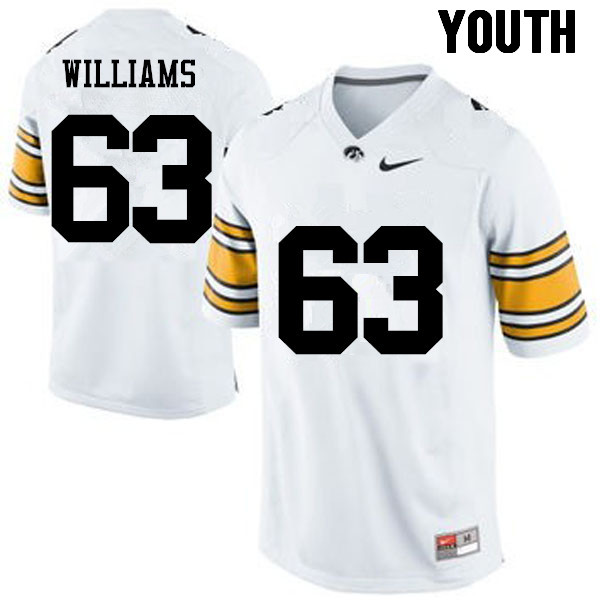 Youth Iowa Hawkeyes #63 Spencer Williams College Football Jerseys-White